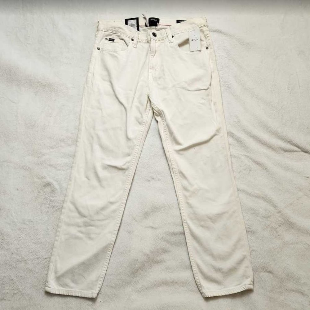 RVCA Men's Cream white jeans tapered hitcher